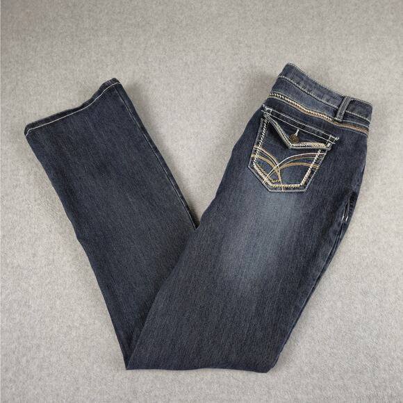 Cato Premium Jeans Size 12 Classic Dark Bootcut Embellished Pockets 31" Waist - Picture 1 of 16